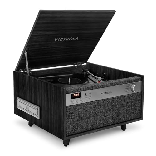 6-in-1 Turntable with CD & Cassette Player, Bluetooth, Walnut T3503