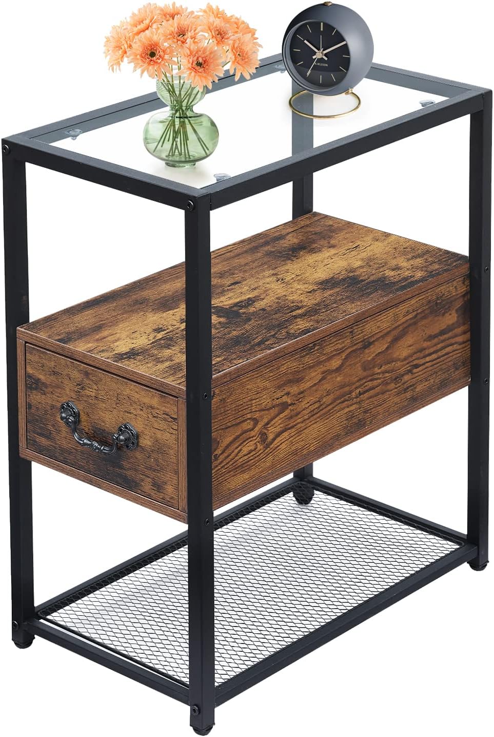 Brown 2 Drawer Nightstand with Shelf C4622