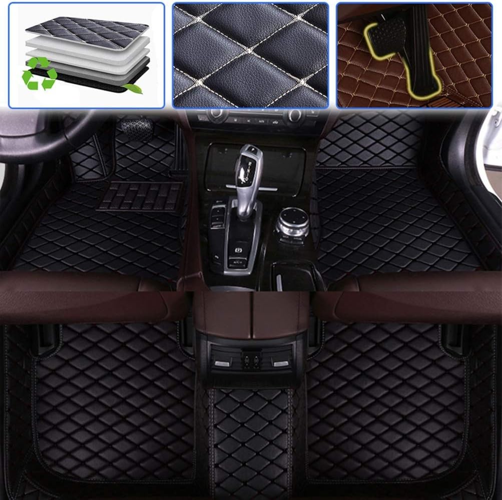 Custom Car Floor Mats Leather Waterproof Anti-Skid Full Coverage Set Beige S76734