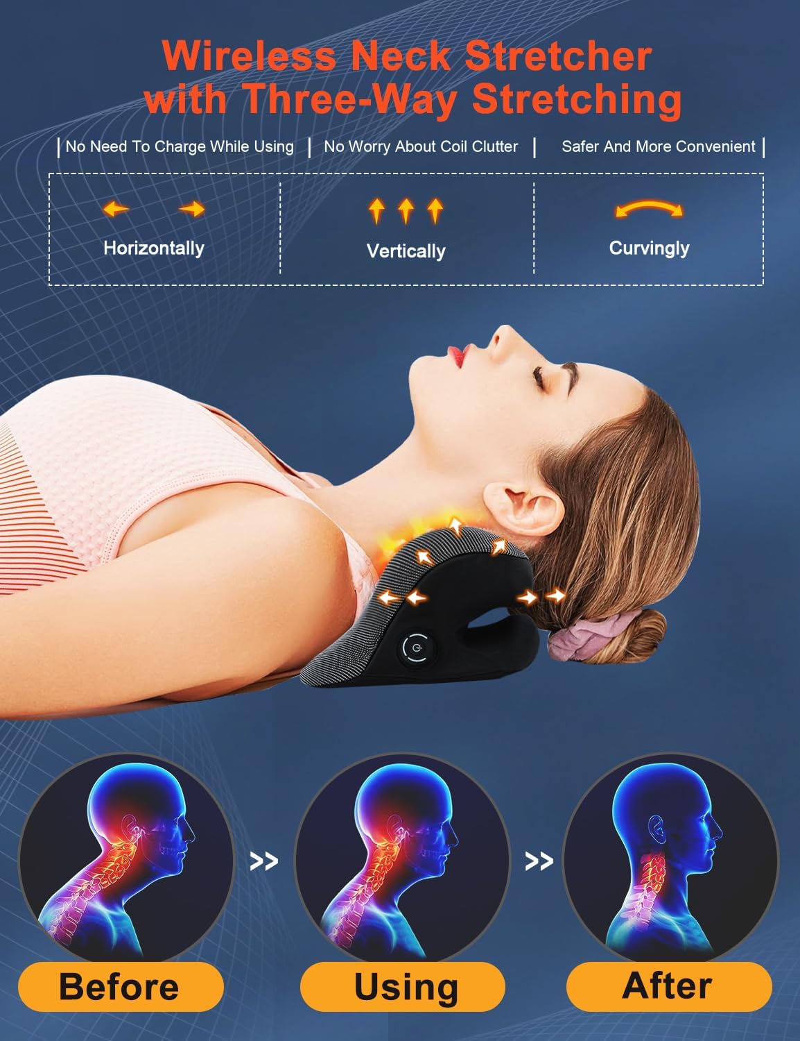Wireless Cordless Neck Cervical Traction Device with Graphene Heating Pad W77021