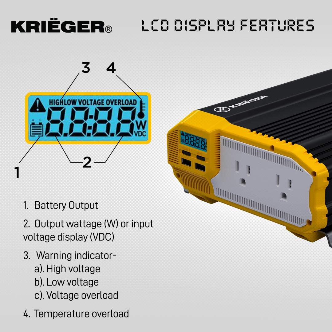 2000 Watts 12V to 110V Modified Sine Wave Power Inverter C39336