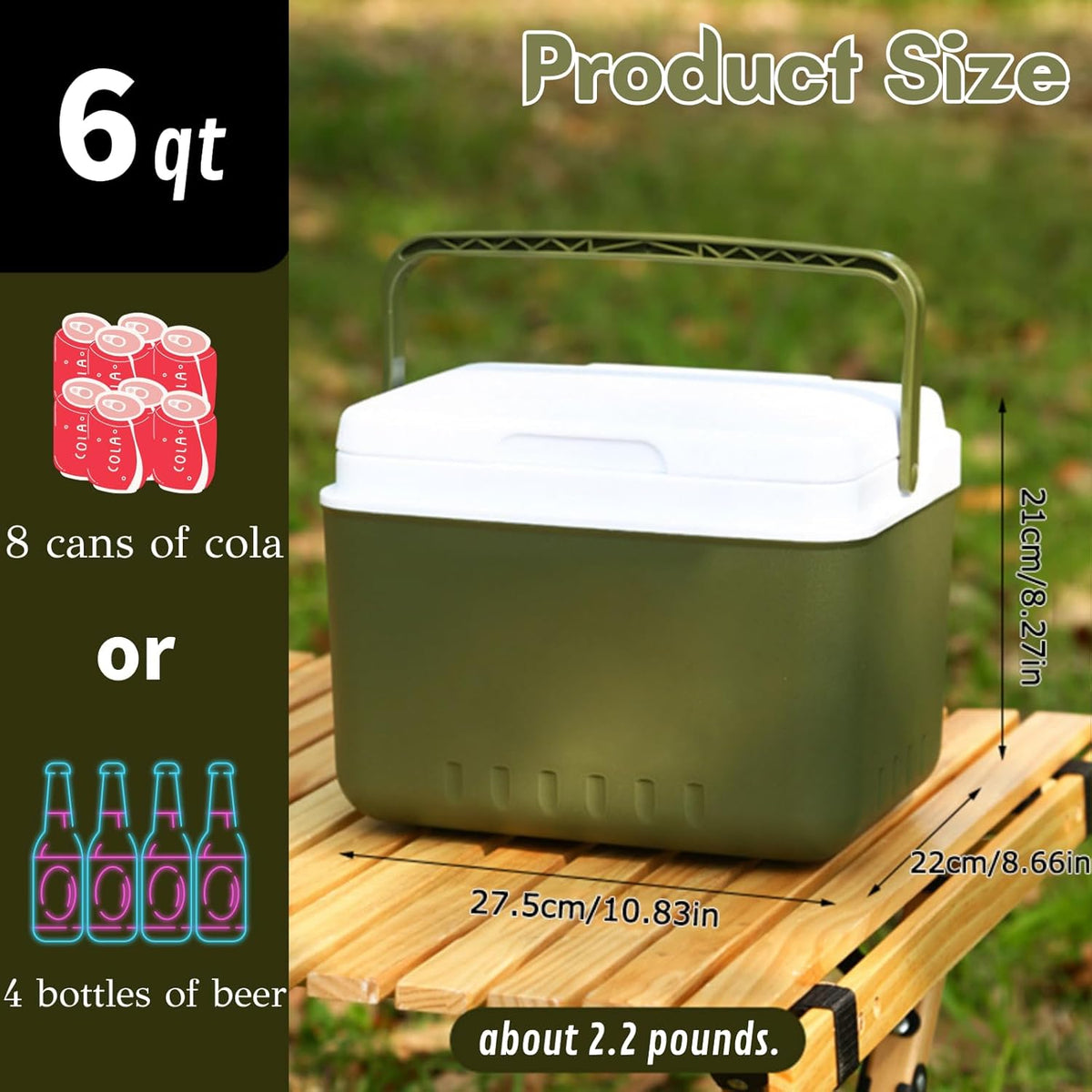 6 Quart Portable Hard Shell Insulated Cooler K900581