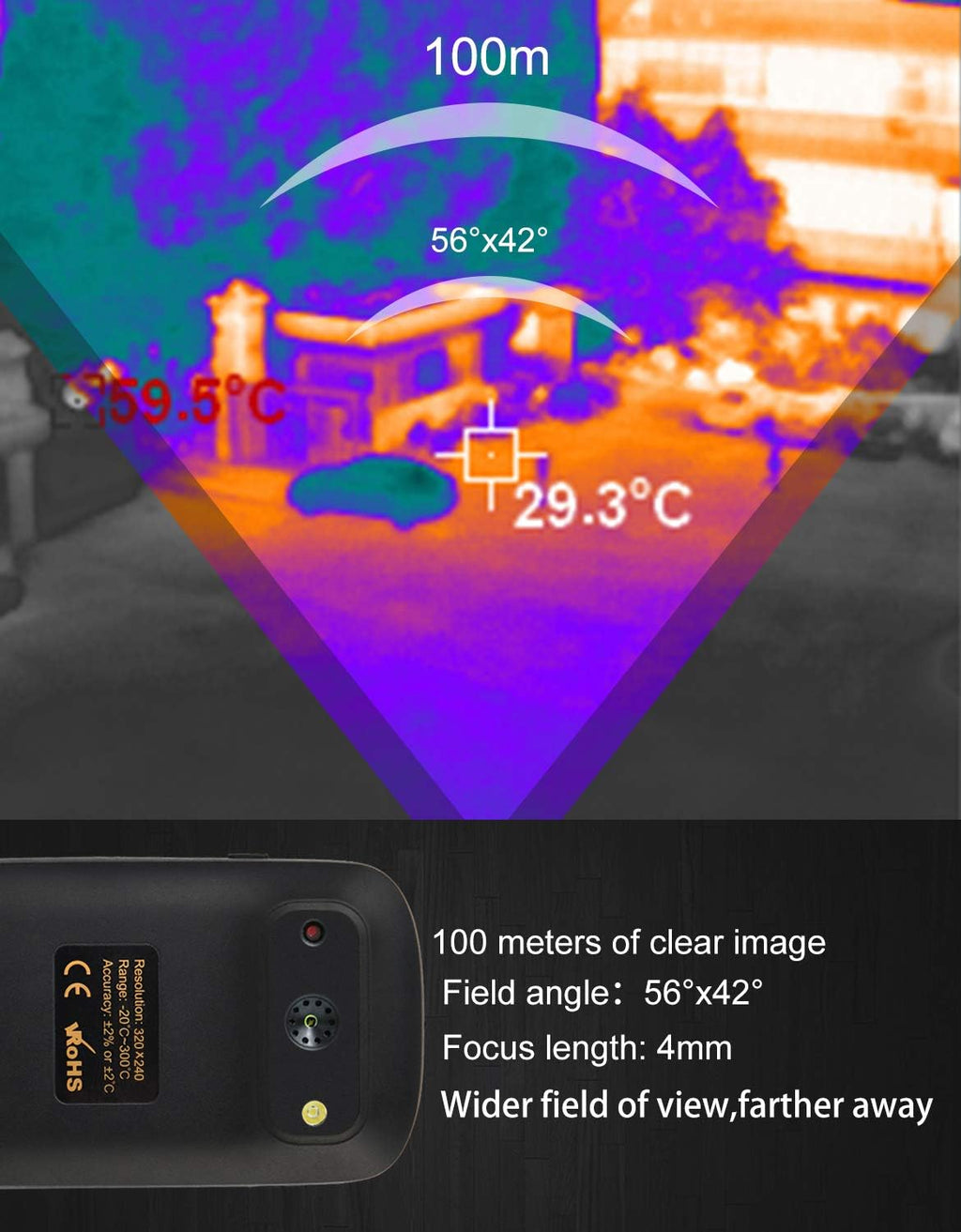 320 x 240 IR Resolution Thermal Camera with 76800 Pixels W345