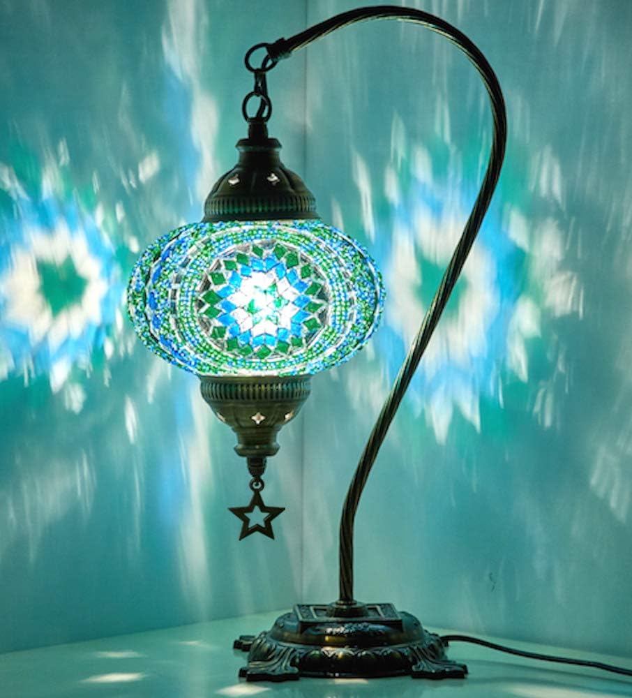 Multicolor Mosaic Gooseneck Table Lamp Y9163