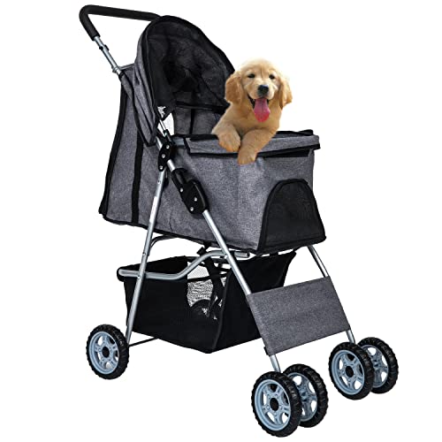 Grey 4 Wheel Pet Stroller U27141