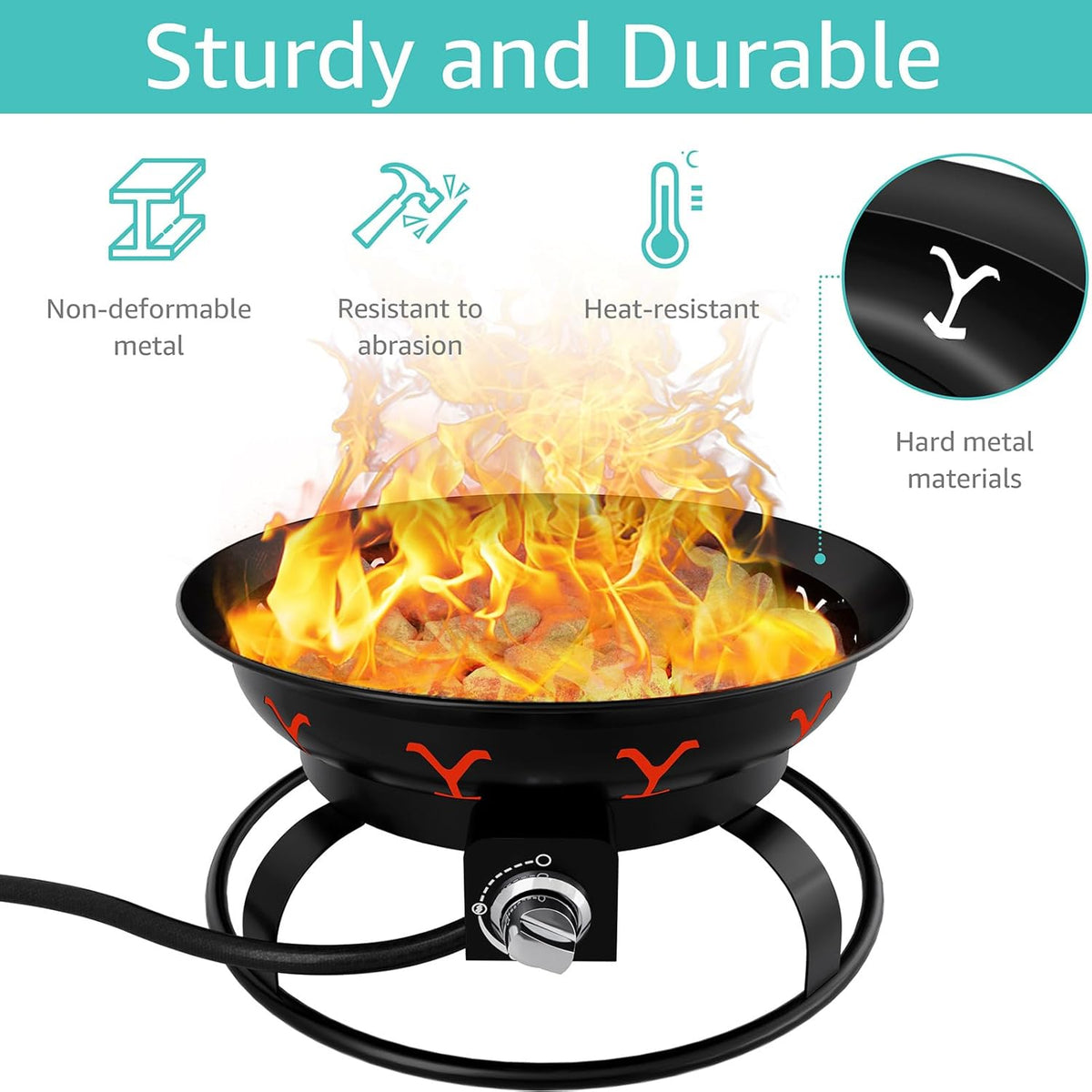 Portable Propane Fire Pit with Lid S62122