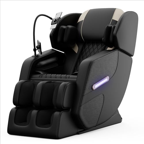 Gold PU Leather Zero Gravity Massage Chair with Airbags and Foot Roller P406039