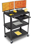 Extra Wide AV Cart with Lockable Wheels and Keyboard Tray K569978