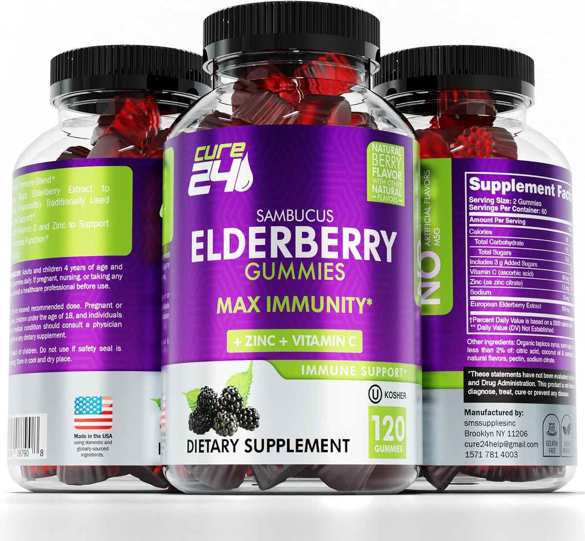 Elderberry Gummies with Vitamin C and Zinc 120 Count L6818