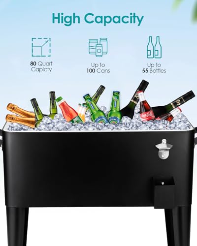 80 Quart Rolling Cooler Cart on Wheels G2488