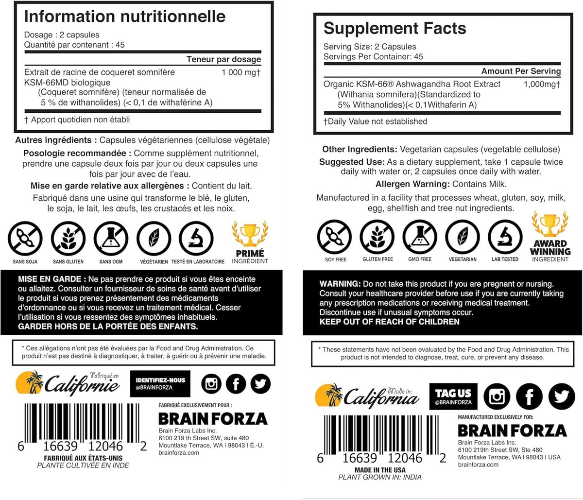 Organic Ashwagandha Root Extract, 1,000mg, 90 Capsules C305231