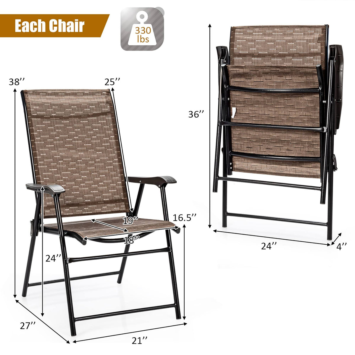 4 Piece Outdoor Patio Folding Chair with Armrest W161924