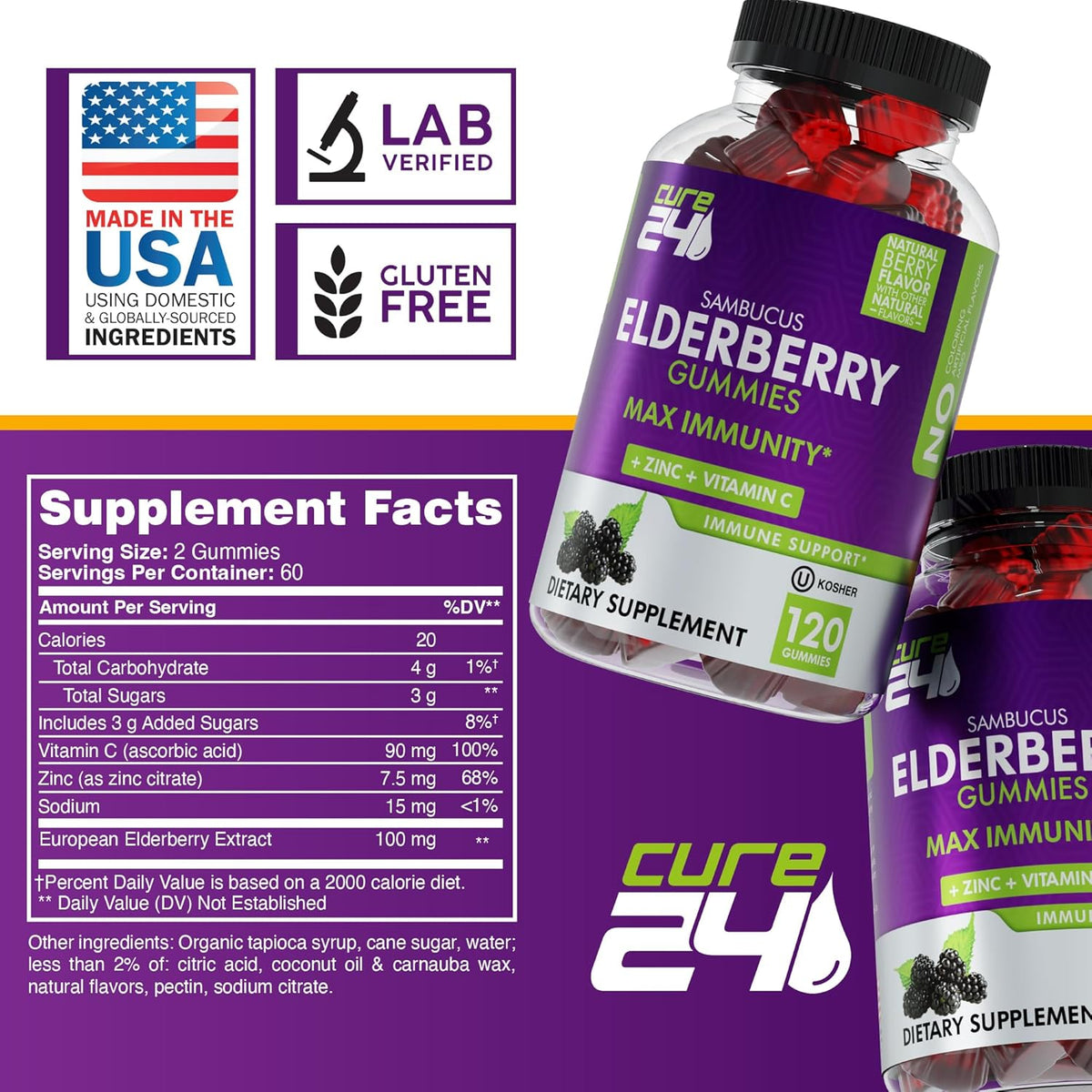 Elderberry Gummies with Vitamin C and Zinc 120 Count L6818