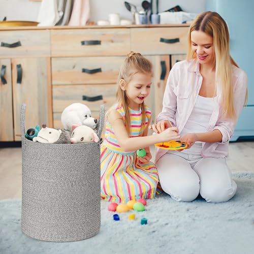 Pink Woven Cotton Rope Laundry Basket Hamper J165435