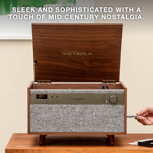 6-in-1 Turntable with CD & Cassette Player, Bluetooth, Walnut T3503