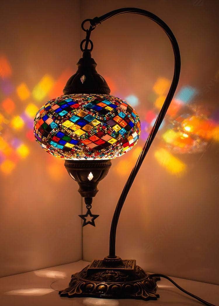 Multicolor Mosaic Gooseneck Table Lamp Y9163
