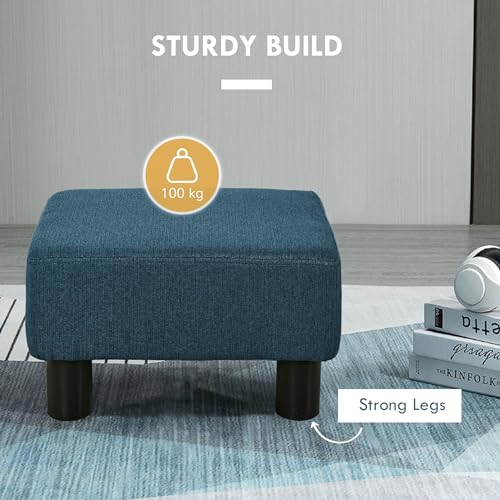 Green Linen Fabric Cube Ottoman with Plastic Legs W47883