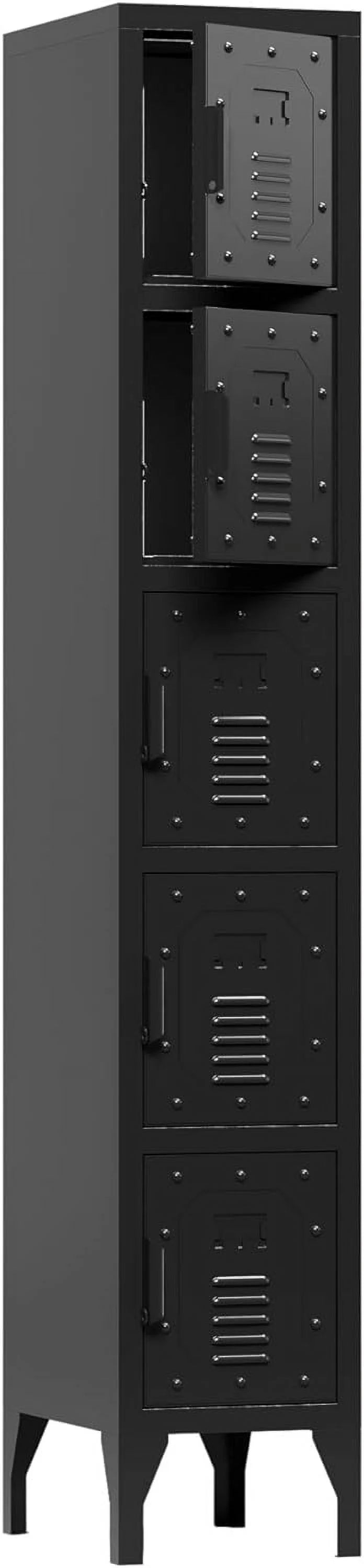 Black 72" Tall Metal Storage Cabinet with 5 Doors A91096