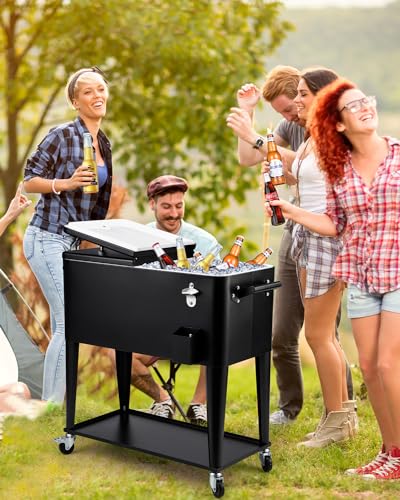 80 Quart Rolling Cooler Cart on Wheels G2488