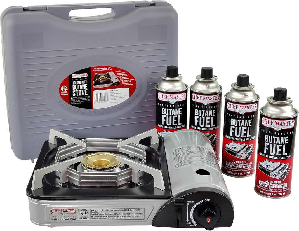 Portable Butane Stove with 4 Fuel Canisters W7080