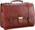 Vintage Genuine Full Grain Italian Leather Briefcase 14 Inch Laptop Bag Brown V93835