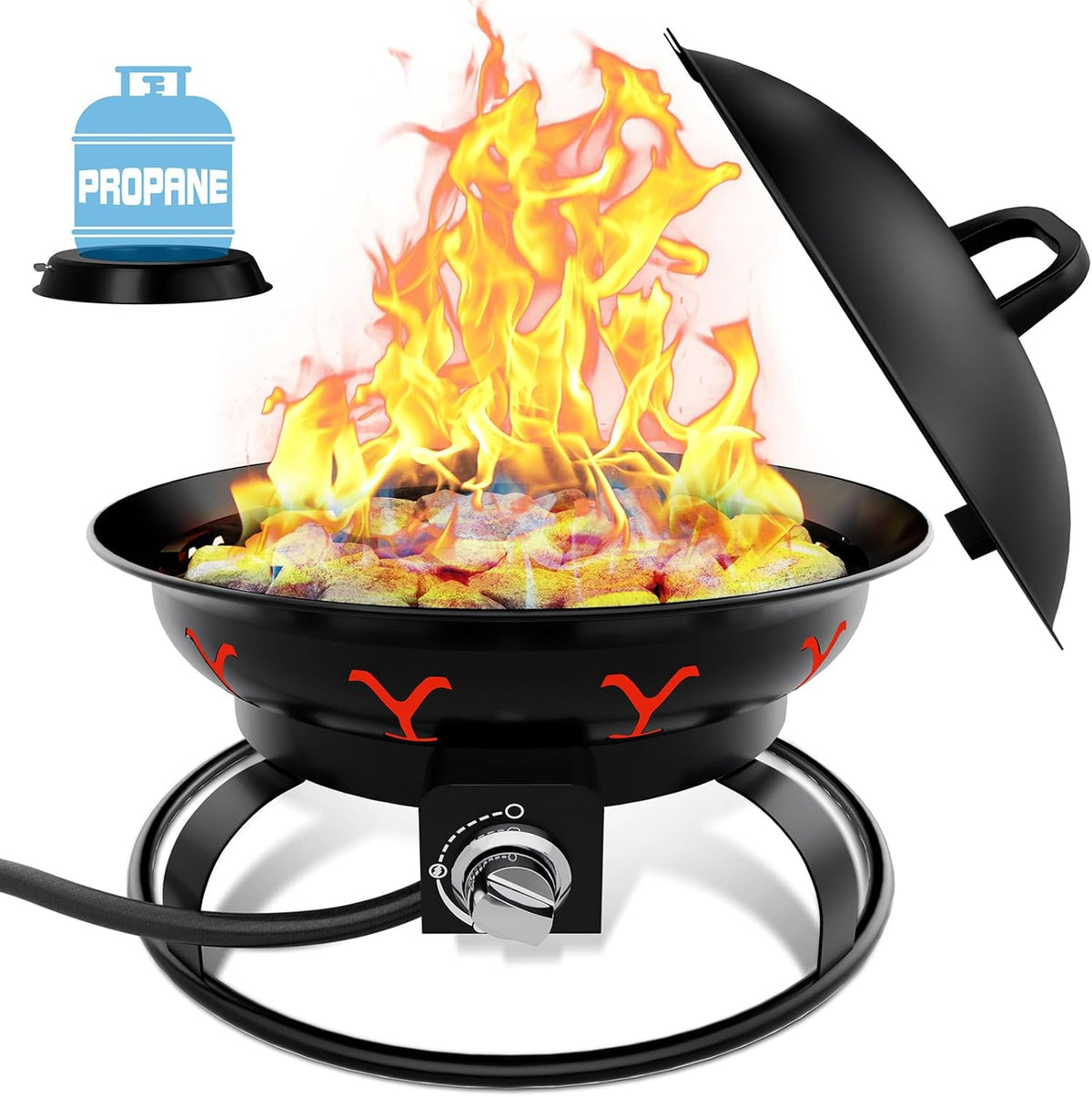 Portable Propane Fire Pit with Lid S62122