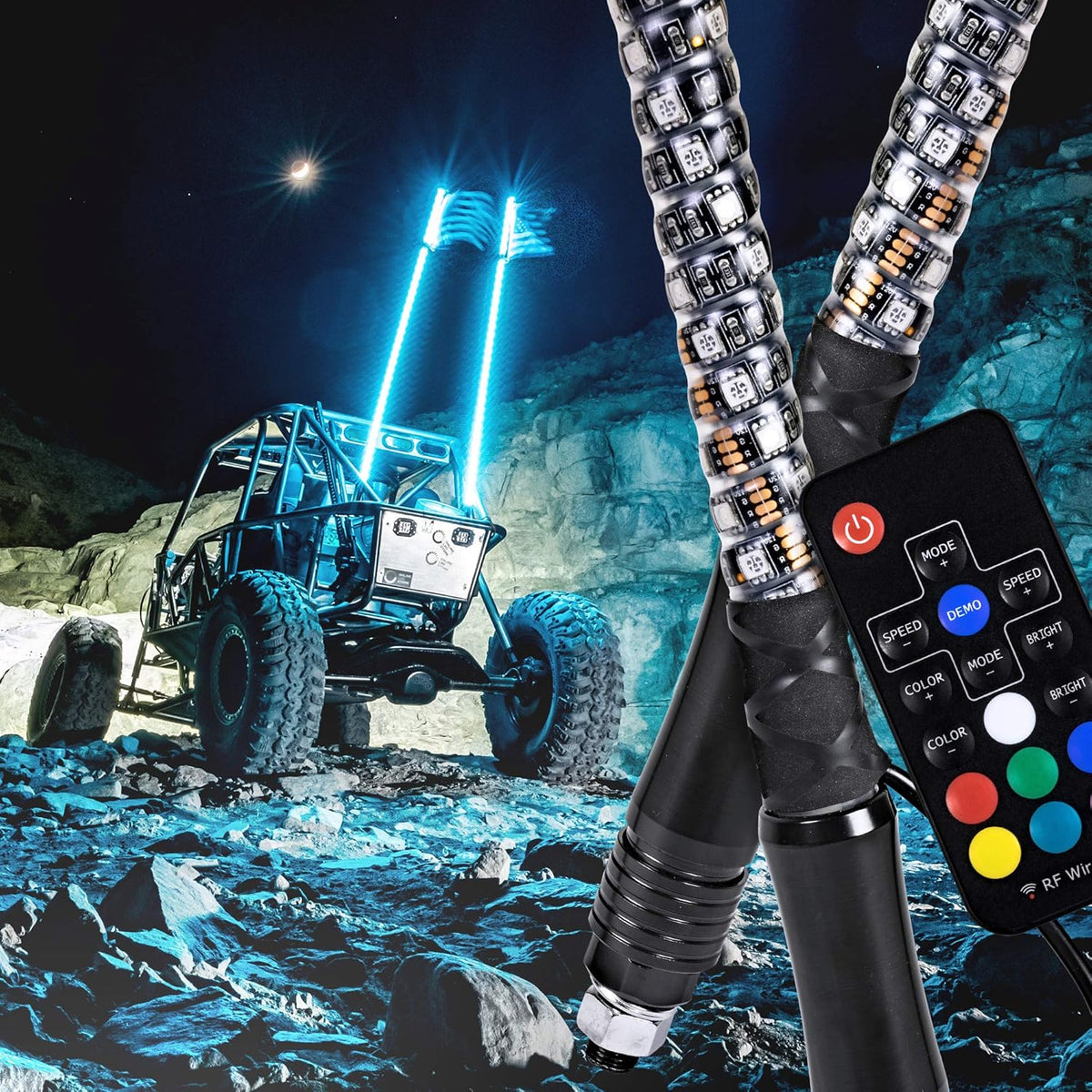 3ft Spiral LED Whip Lights with RF Remote S657041