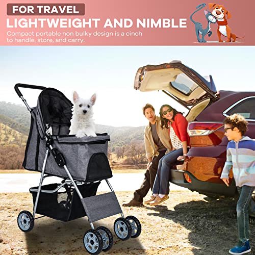 Grey 4 Wheel Pet Stroller U27141