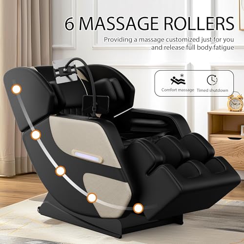 Gold PU Leather Zero Gravity Massage Chair with Airbags and Foot Roller P406039