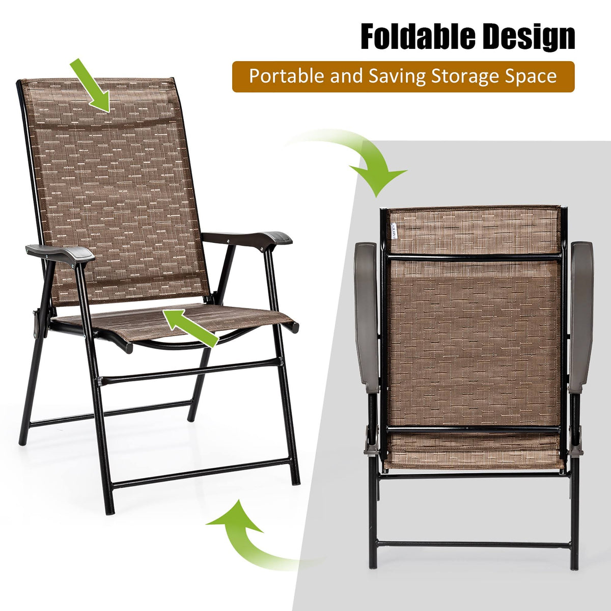 4 Piece Outdoor Patio Folding Chair with Armrest W161924