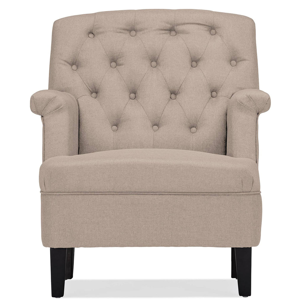 Beige Fabric Upholstered Button-Tufted Armchair N26576