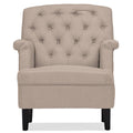 Beige Fabric Upholstered Button-Tufted Armchair N26576