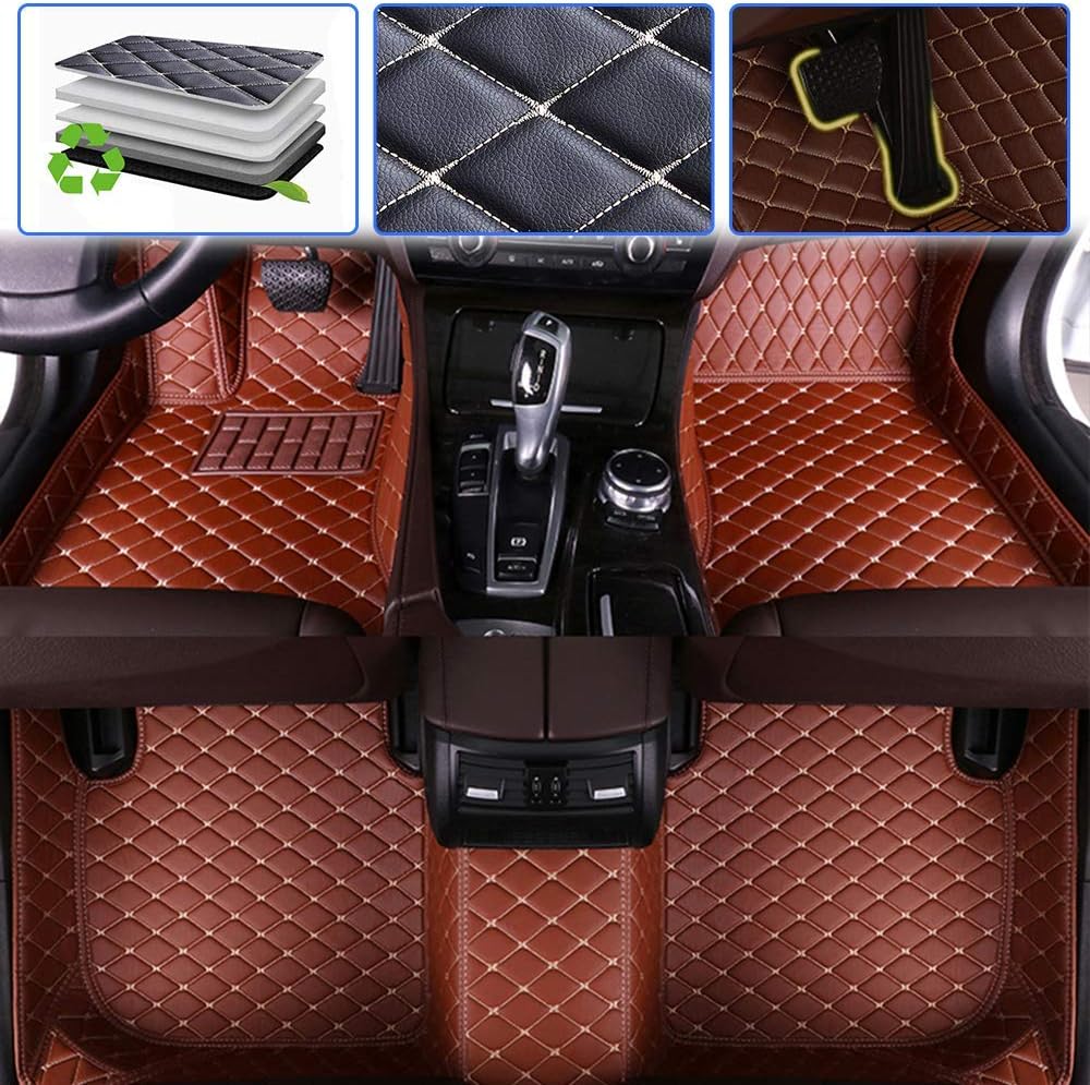 Custom Car Floor Mats Leather Waterproof Anti-Skid Full Coverage Set Beige S76734