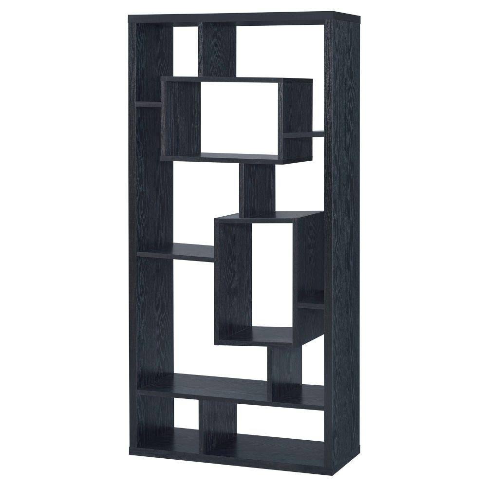 Black Asymmetrical Cube Book Case with Shelves M277
