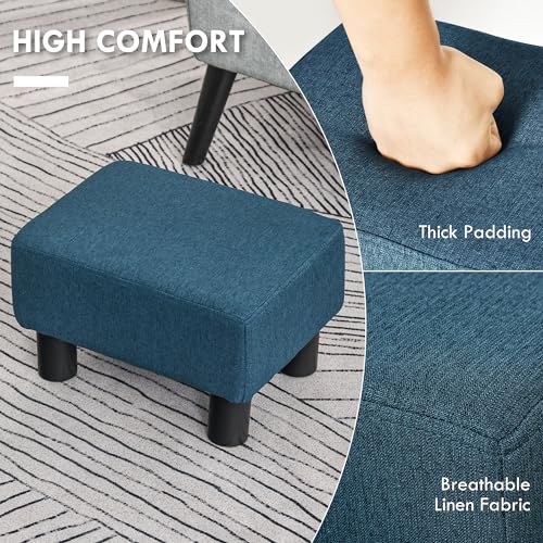 Green Linen Fabric Cube Ottoman with Plastic Legs W47883