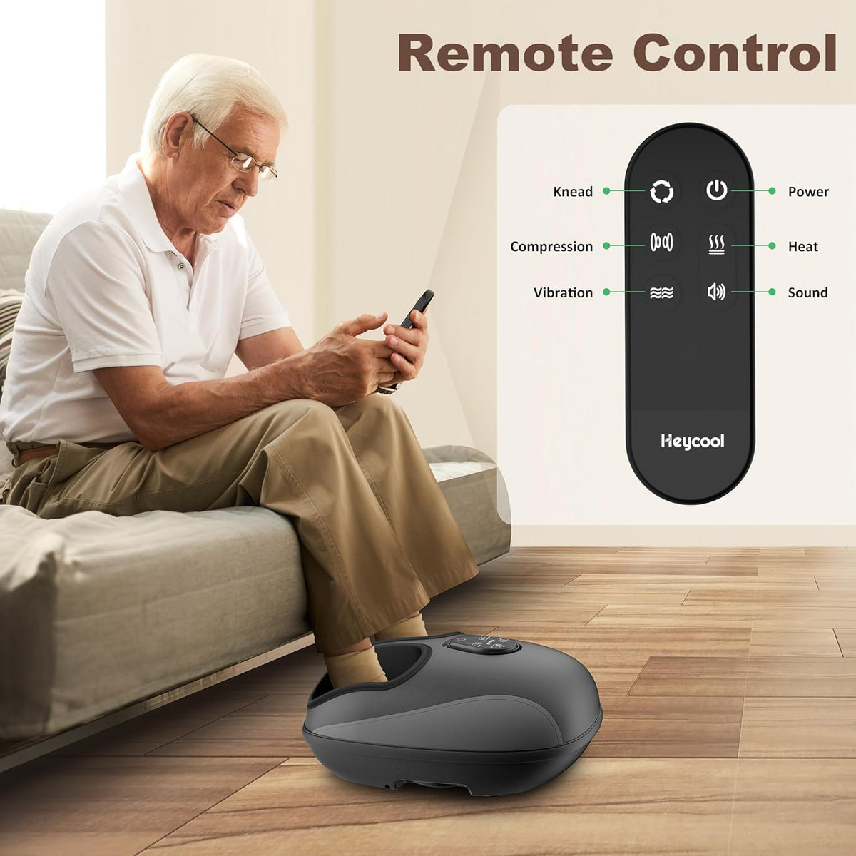 Electric Foot Massager with Heat, Deep Kneading, Compression, Vibration, Remote Control P91959