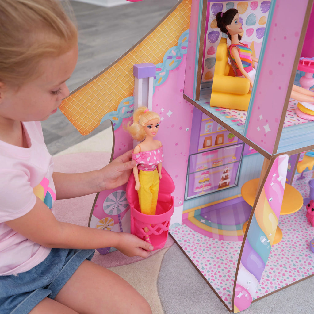 Wooden Dollhouse with 28 Accessories H1331