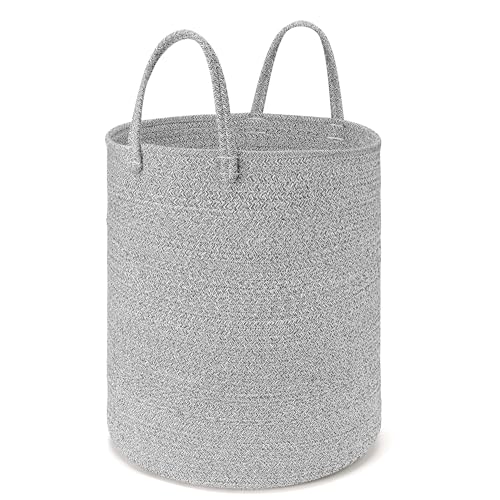 Pink Woven Cotton Rope Laundry Basket Hamper J165435