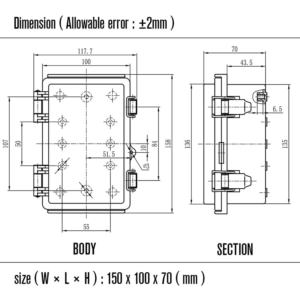 ABS IP67 Waterproof Junction Box with Mounting Plate Pack of 2 Z74724