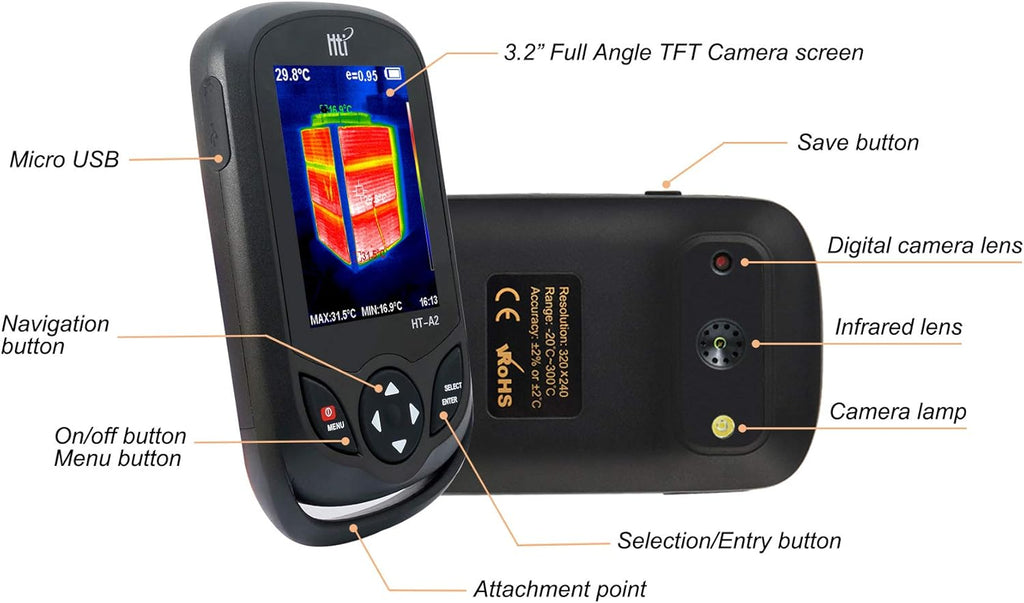 320 x 240 IR Resolution Thermal Camera with 76800 Pixels W345