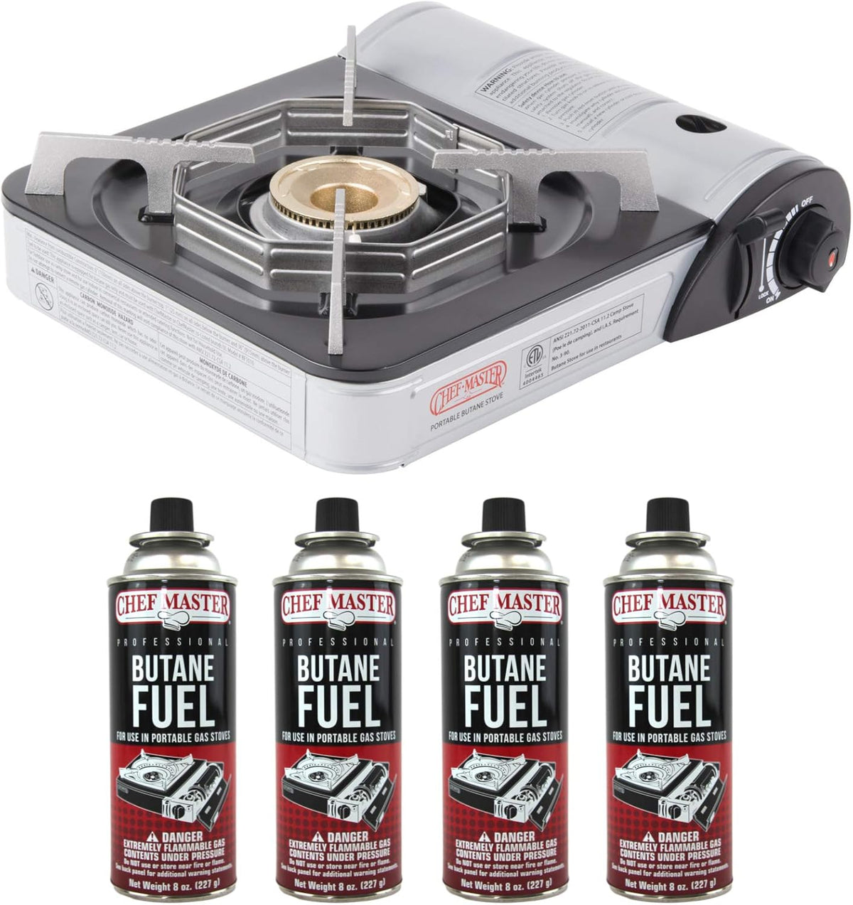 Portable Butane Stove with 4 Fuel Canisters W7080