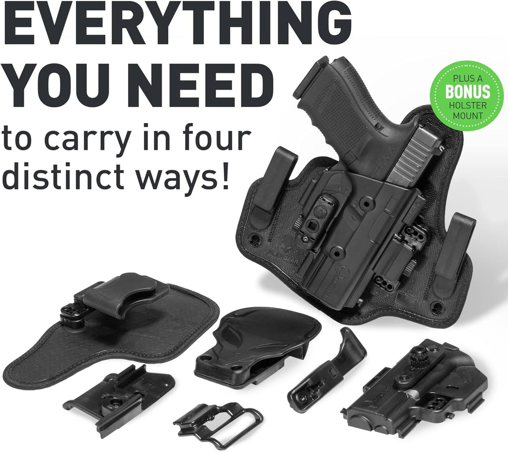 4 in 1 Holster - IWB, Appendix, OWB Paddle, OWB Belt Slide - Right Hand Draw Q4207