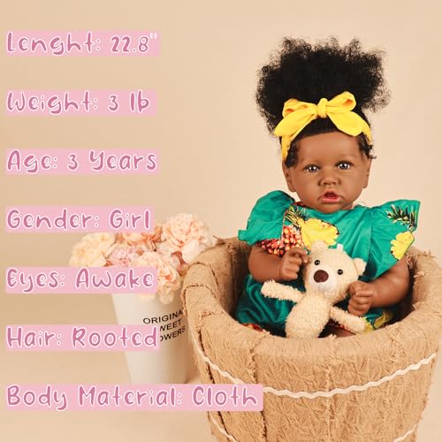 22.8 Inch Soft Body African American Reborn Baby Doll Z57456