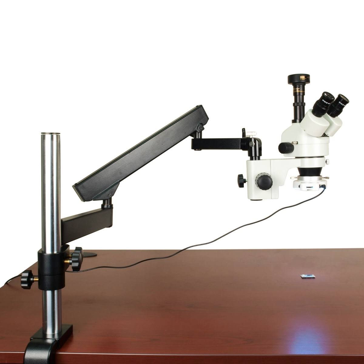 7-45X Stereo Microscope with Articulate Arm, 56 LED Ring Light, 5.0M Camera D132513