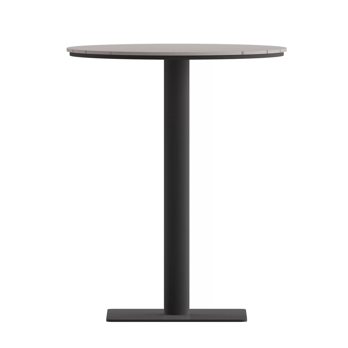Round 24" Faux Teak Poly Slats Steel Frame Table B966893