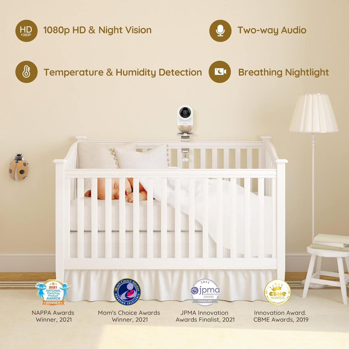 1080P Video Baby Monitor with Night Vision and 2-Way Talk L126707