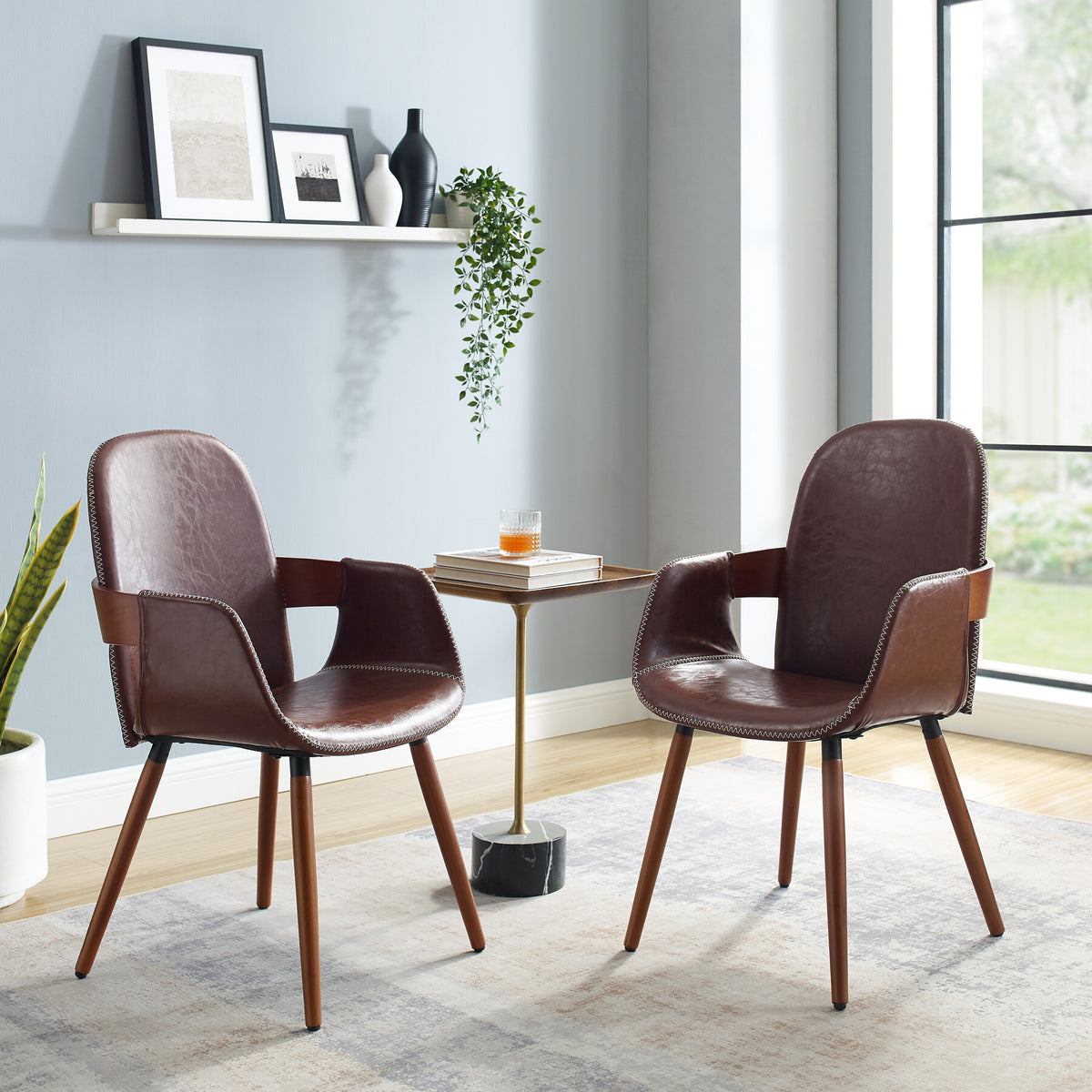 Dark Grey Upholstered Accent Side Chairs with Bamboo Legs Set of 2 L999