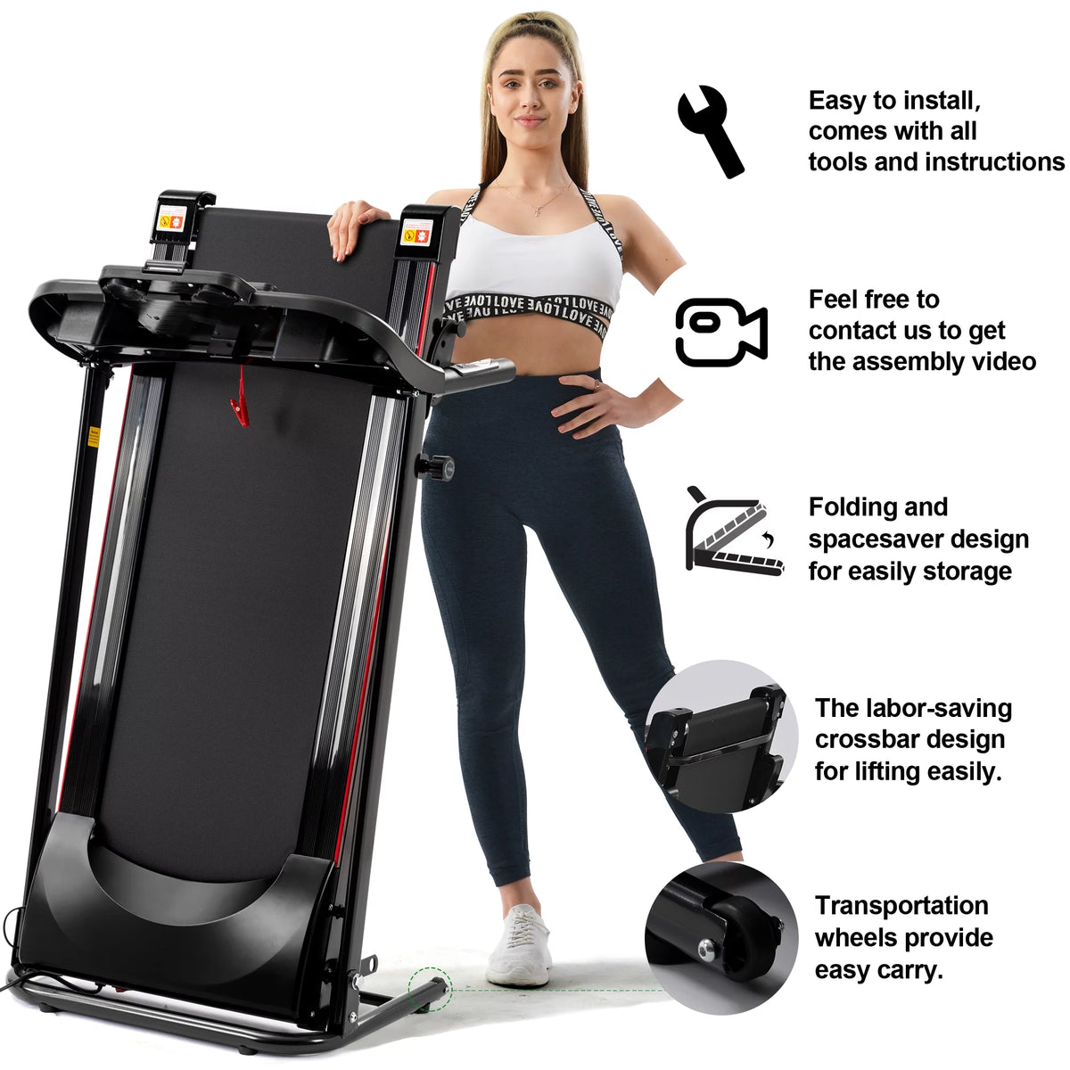 2.5HP Folding Treadmill with Incline M8123
