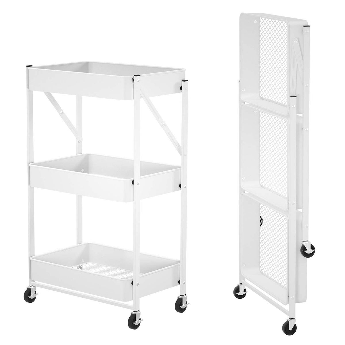 3 Tier Rolling Metal Utility Cart with Locking Casters B708