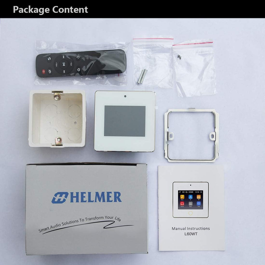 White Wall Mount Bluetooth Receiver Stereo Audio Amplifier with Touch Screen Y973507